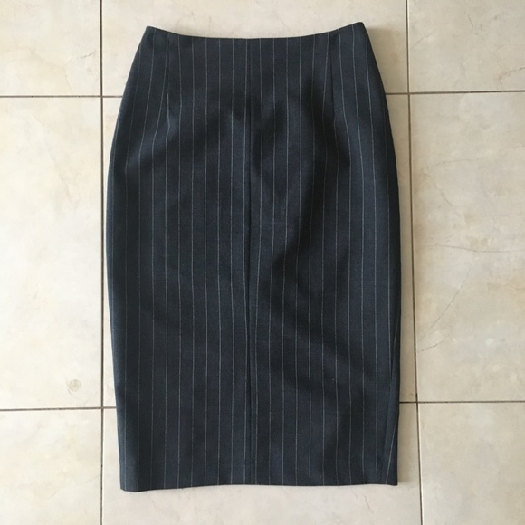 St. Vincent High-Waisted Charcoal Grey Pinstripe Skirt - Picture 1 of 7